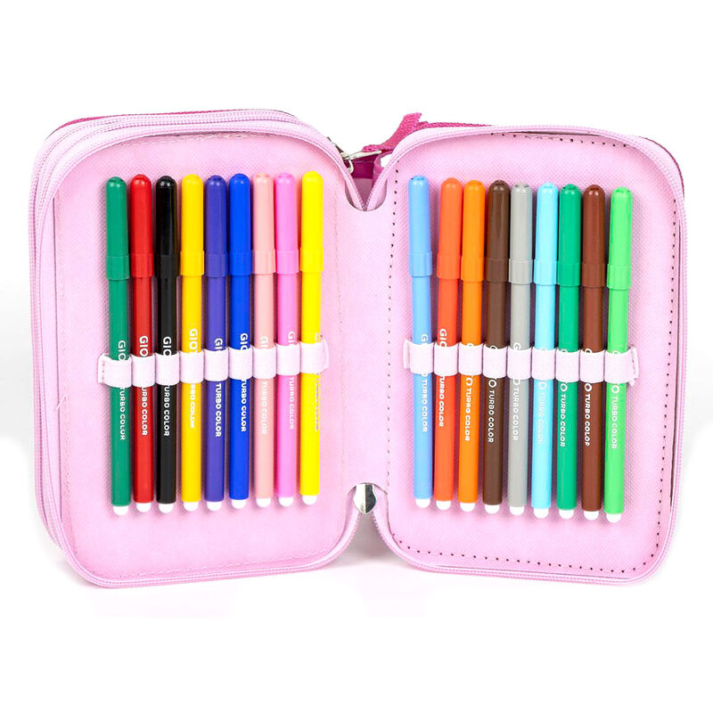 Plumier triple rosa de Minnie Disney con tres compartimentos - 5