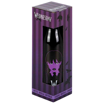 Botella negra Braids de Miércoles con asa e ilustración frontal - 4