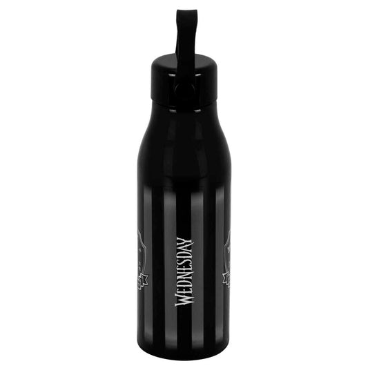 Botella negra de Miércoles Netflix con escudo decorativo y asa - 2