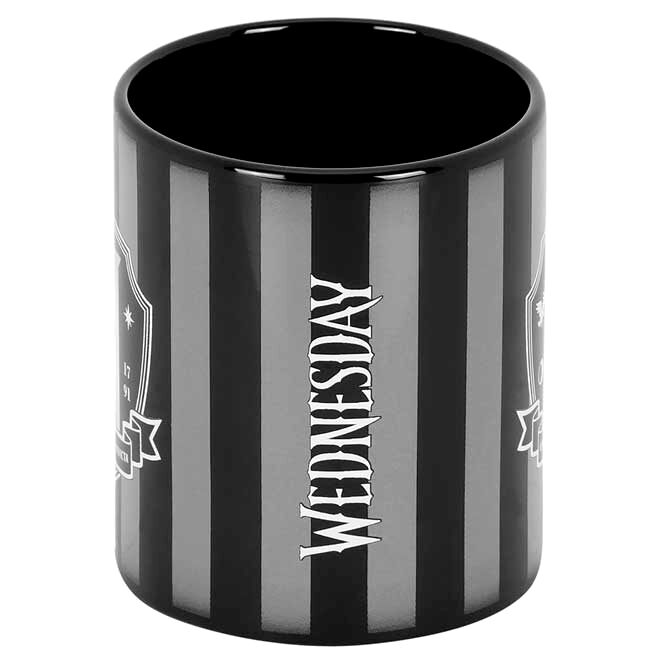 Taza negra y gris de Wednesday con escudo frontal - 3