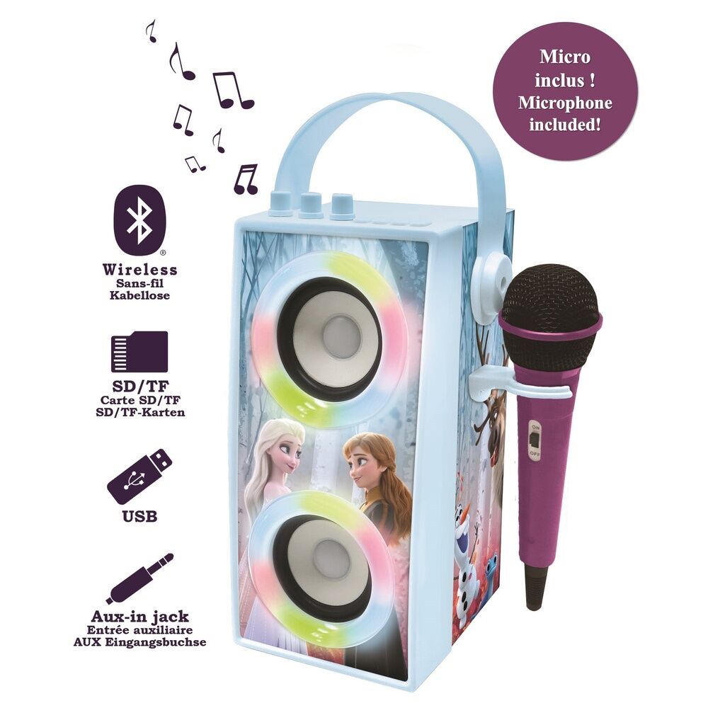 Altavoz de karaoke Frozen Disney azul con micrófono y luces - 2