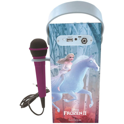 Altavoz de karaoke Frozen Disney azul con micrófono y luces - 3