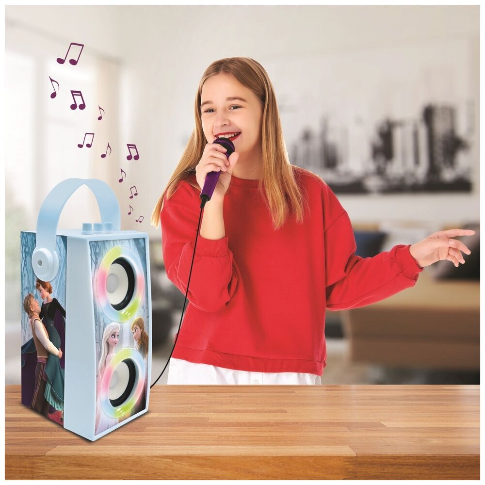 Altavoz de karaoke Frozen Disney azul con micrófono y luces - 6