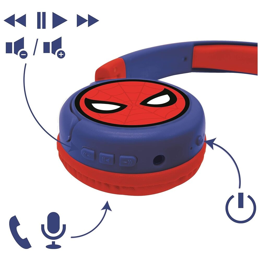 Auriculares Bluetooth Spider-Man Marvel azules y rojos - 6