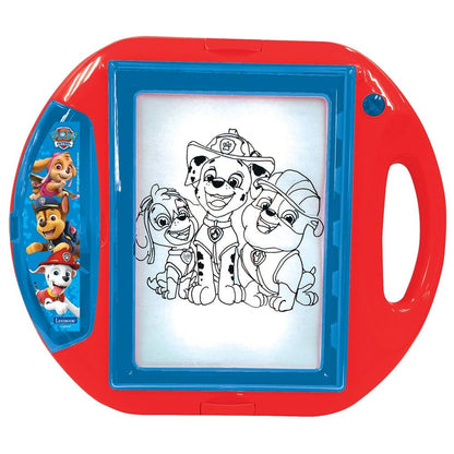 Proyector de dibujo Paw Patrol rojo y azul con pantalla luminosa