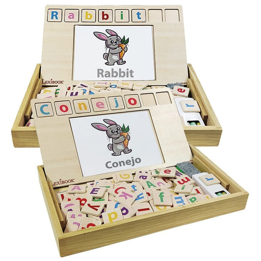 Juego LEXIBOOK de palabras bilingües con tarjetas y letras de colores