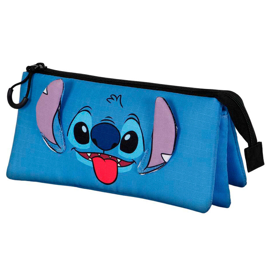 Portatodo triple azul de Stitch Disney con tres compartimentos