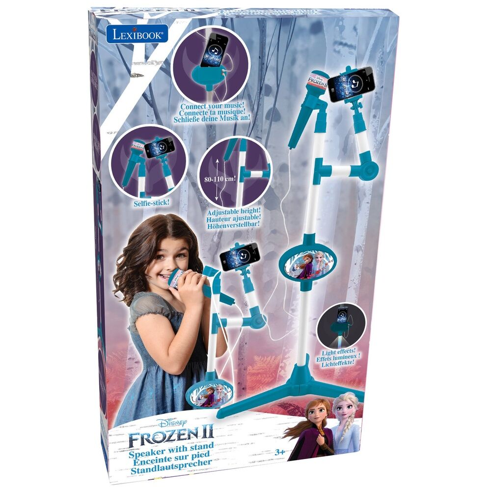 Micrófono con pie luminoso Frozen Disney en color turquesa y blanco - 4