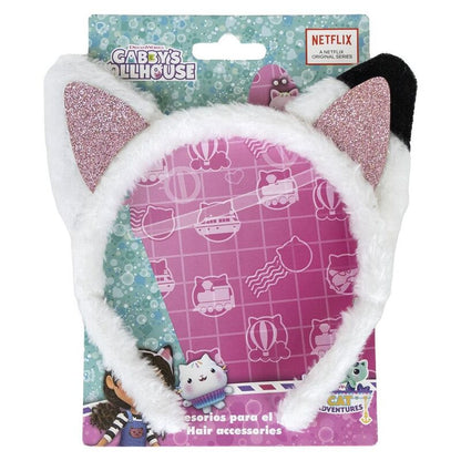 Diadema de Gabby con orejas de gato blancas y detalles rosas