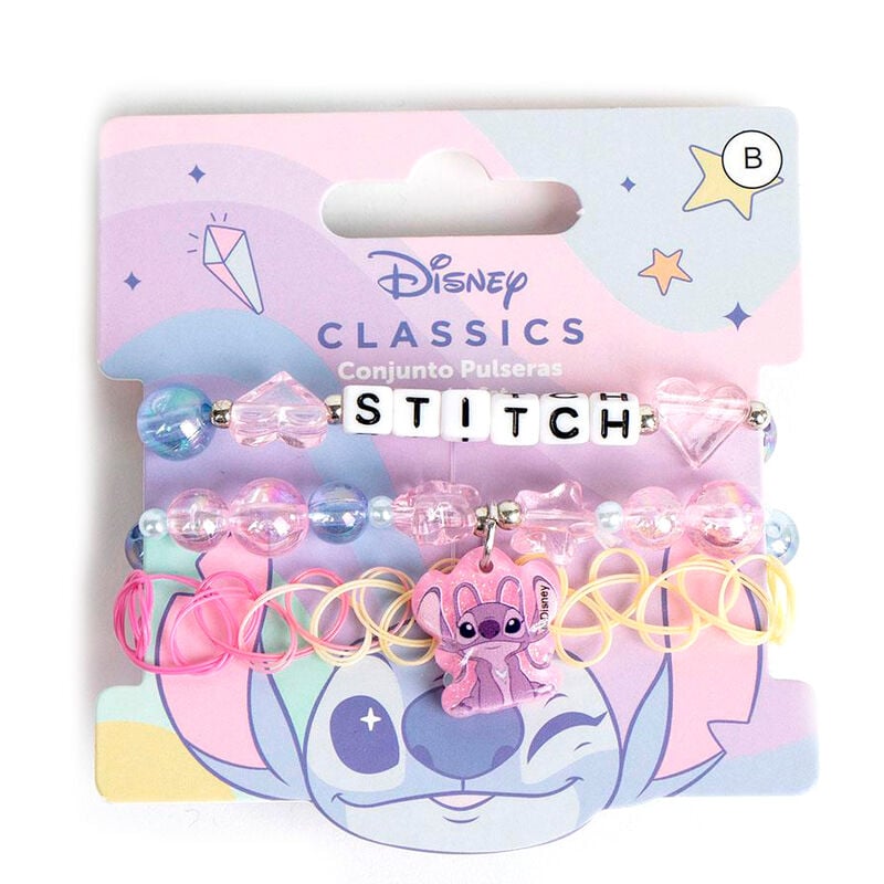 Conjunto de pulseras Disney de Stitch con cuentas pastel y colgante