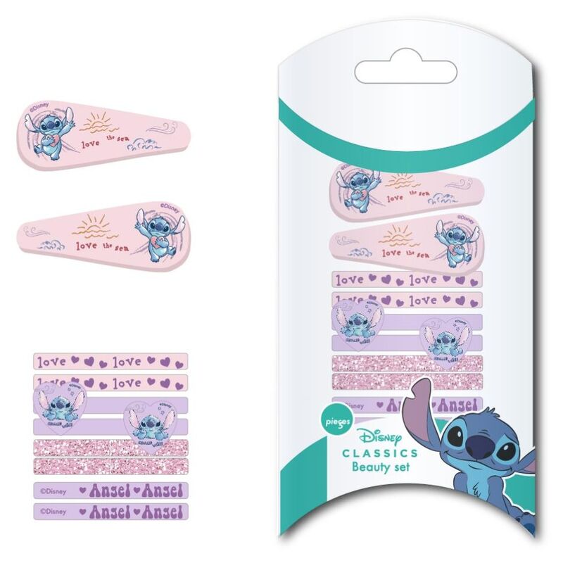 Set de accesorios para el pelo Stitch Disney en tonos rosa y lila - 2