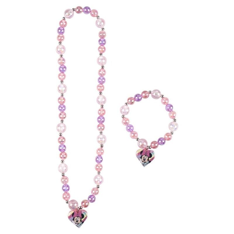 Set de collar y pulsera de bisutería Minnie Disney en rosa y lila - 2