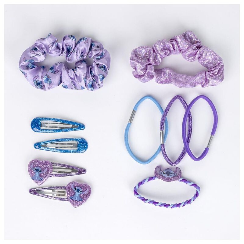 Set de accesorios para el cabello Stitch Disney con pinzas, coleteros y estuche transparente - 2