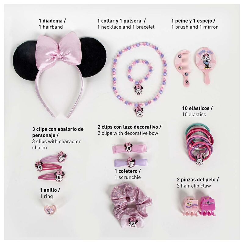 Set de belleza Minnie Disney CERDÁ con accesorios rosas para el cabello - 3