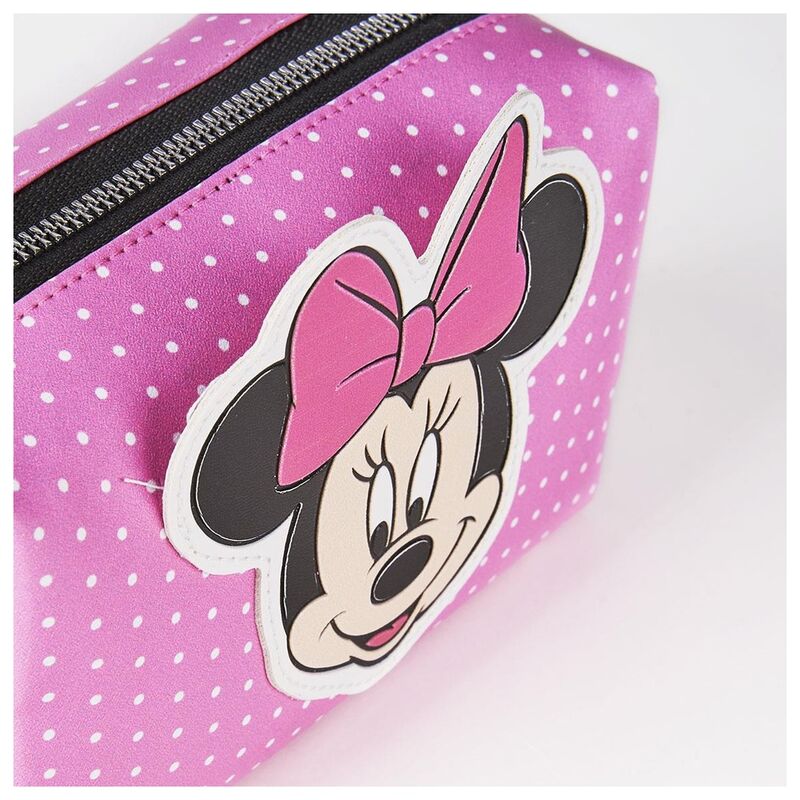Neceser rosa de Minnie Disney con lunares blancos y cremallera - 3