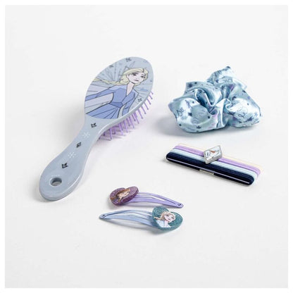 Set de accesorios para el cabello Frozen Disney con cepillo, coletero, gomas y pinzas - 4
