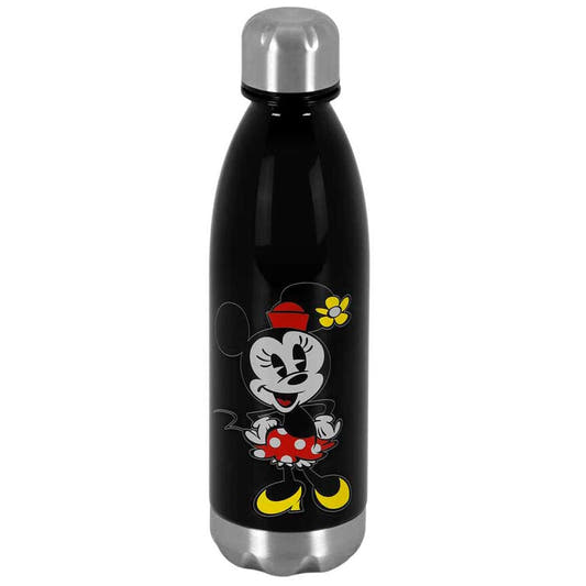 Botella negra de Minnie Disney con vestido rojo de lunares