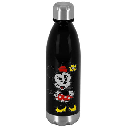 Botella negra de Minnie Disney con vestido rojo de lunares