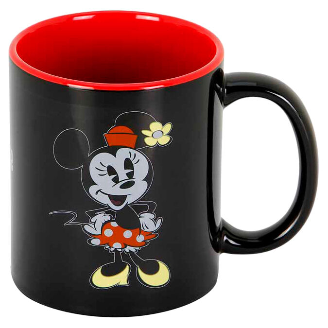 Taza negra de Minnie Disney con interior rojo