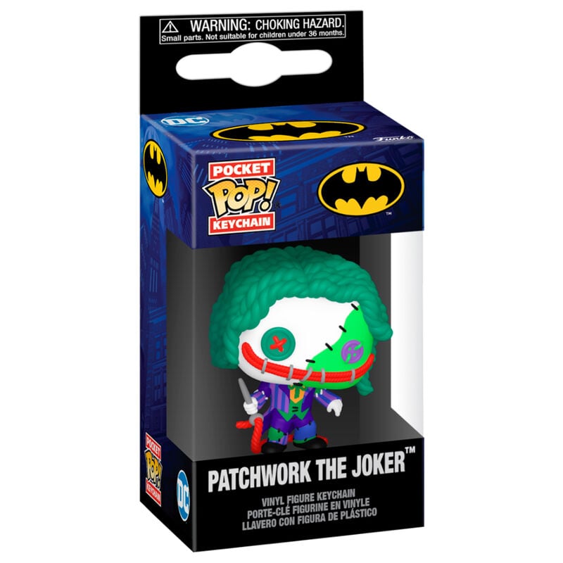 Llavero FUNKO Pocket POP! Patchwork Joker de DC Comics en caja
