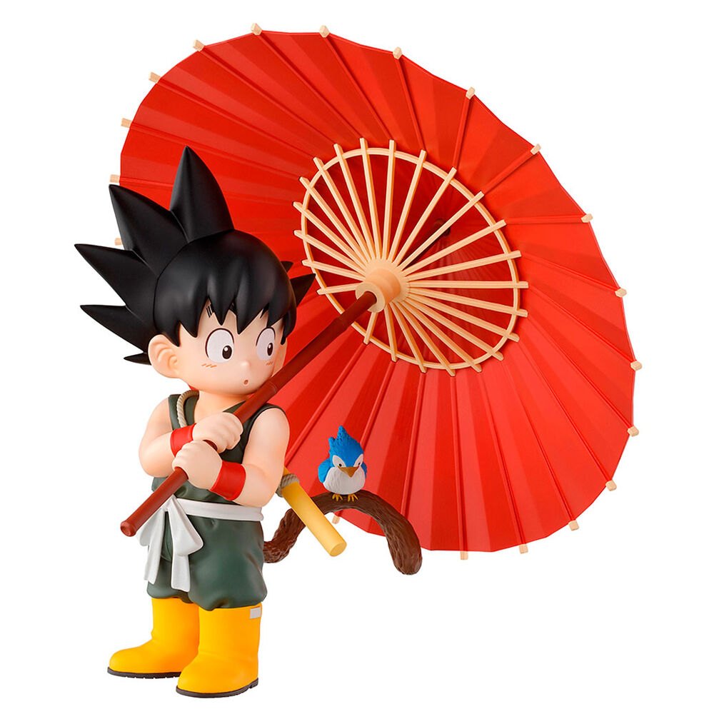 Figura Ichibansho de Son Goku con parasol rojo y pájaro azul - 3