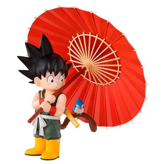 Figura Ichibansho de Son Goku con parasol rojo y pájaro azul - 3
