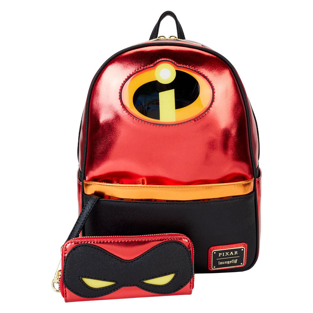 Mochila roja metalizada Loungefly de Los Increíbles con monedero extraíble