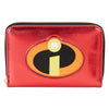 Cartera roja metalizada Loungefly de Los Increíbles con logotipo frontal