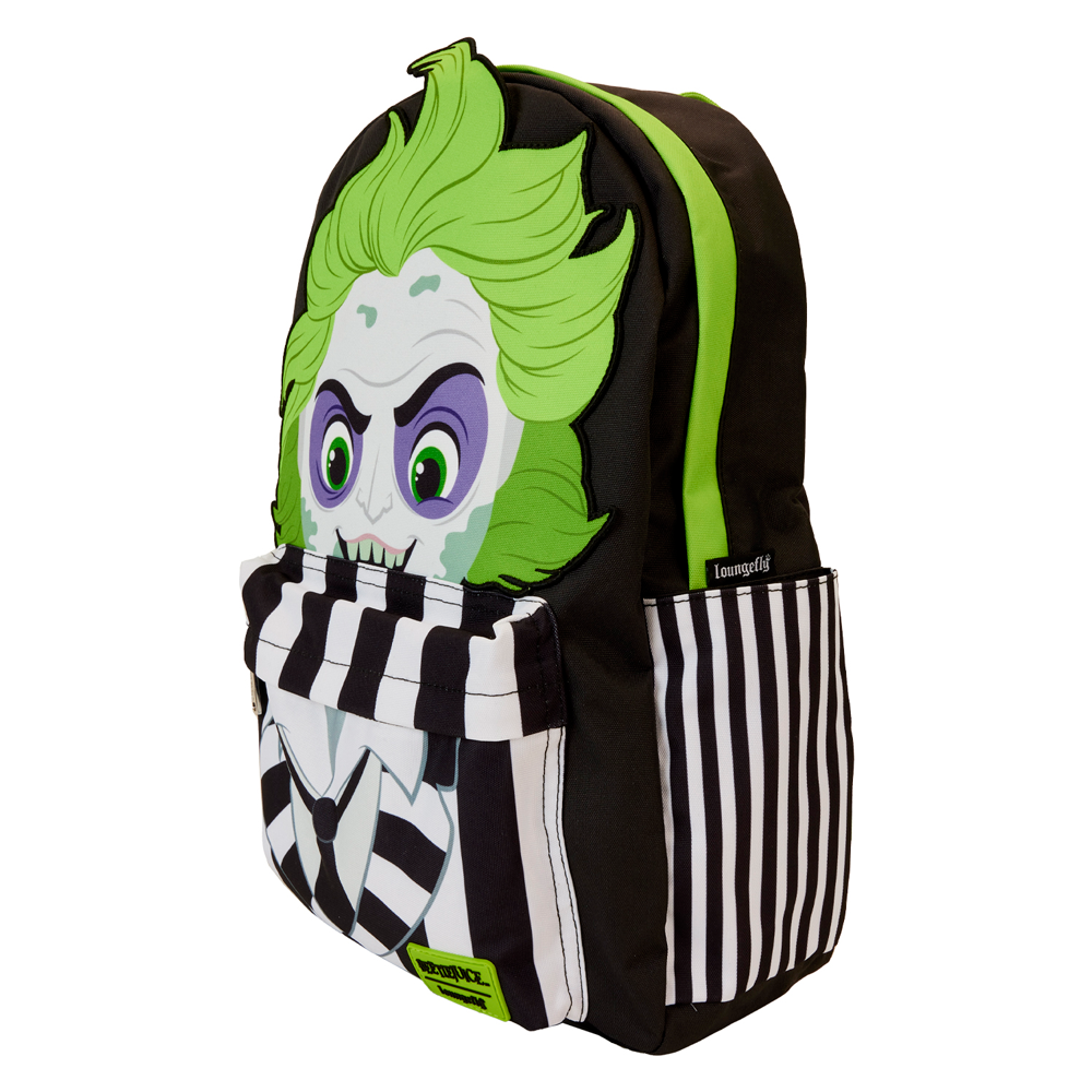 Mochila Loungefly de Beetlejuice con cabello verde y diseño a rayas - 2