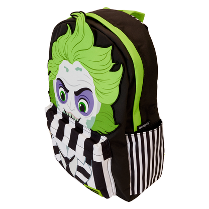 Mochila Loungefly de Beetlejuice con cabello verde y diseño a rayas - 4