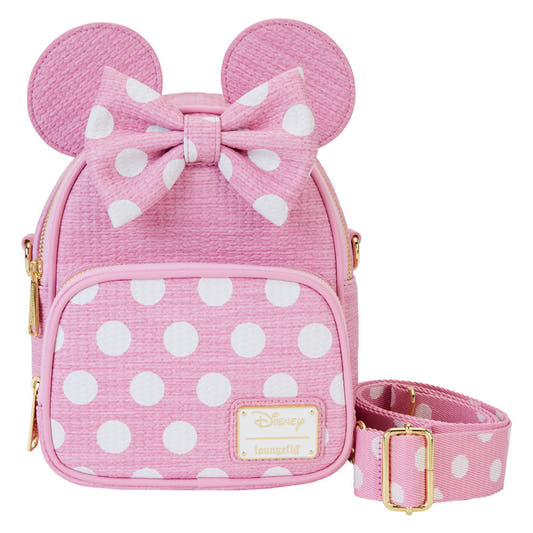 Mochila rosa de Minnie Disney Loungefly con lunares y lazo 3D