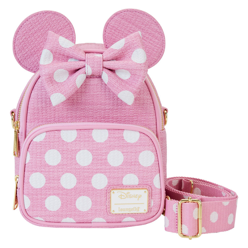 Mochila rosa de Minnie Disney Loungefly con lunares y lazo 3D