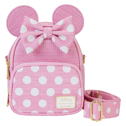 Mochila rosa de Minnie Disney Loungefly con lunares y lazo 3D
