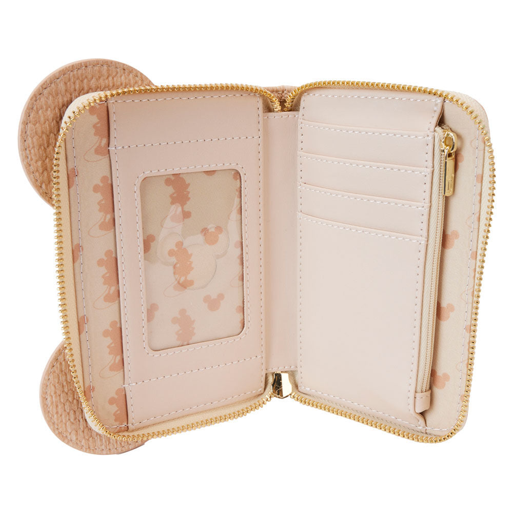 Cartera Straw Mickey Disney Loungefly beige con orejas y cremallera dorada - 4