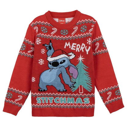 Jersey navideño rojo de Stitch Disney con motivos festivos