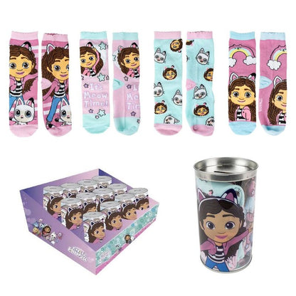 Hucha de La Casa de Muñecas de Gabby con cuatro pares de calcetines estampados