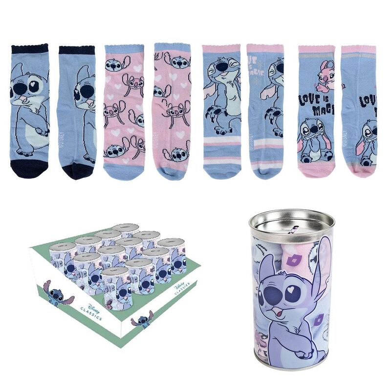 Hucha con cuatro pares de calcetines Stitch Disney