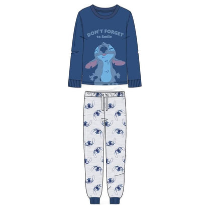 Pijama Stitch Disney adulto azul y blanco de manga larga