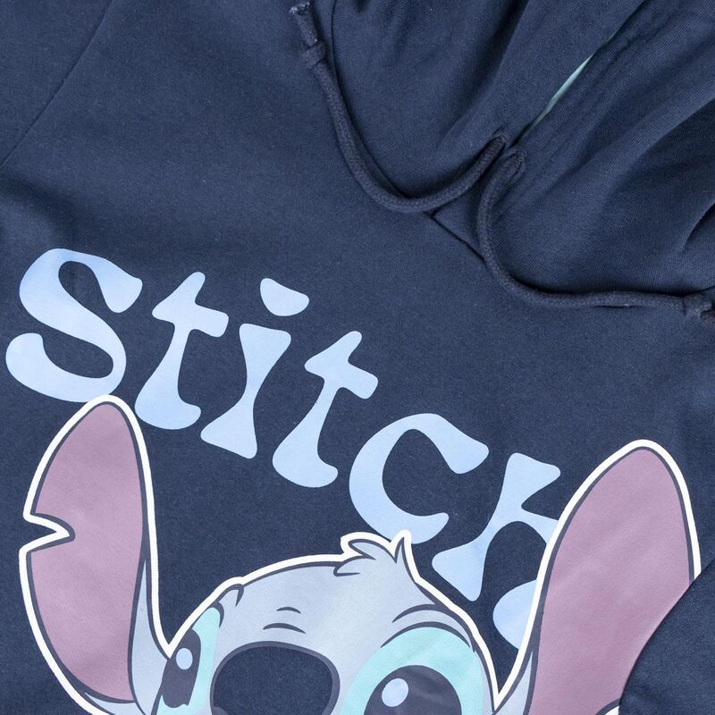 Sudadera azul marino con capucha y estampado frontal de Stitch Disney - 3