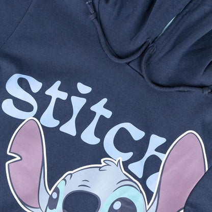 Sudadera azul marino con capucha y estampado frontal de Stitch Disney - 3