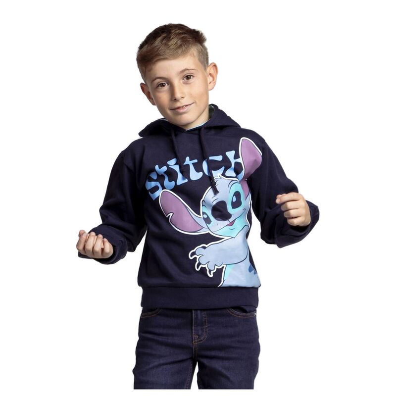 Sudadera azul marino con capucha y estampado frontal de Stitch Disney - 4