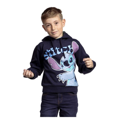 Sudadera azul marino con capucha y estampado frontal de Stitch Disney - 4