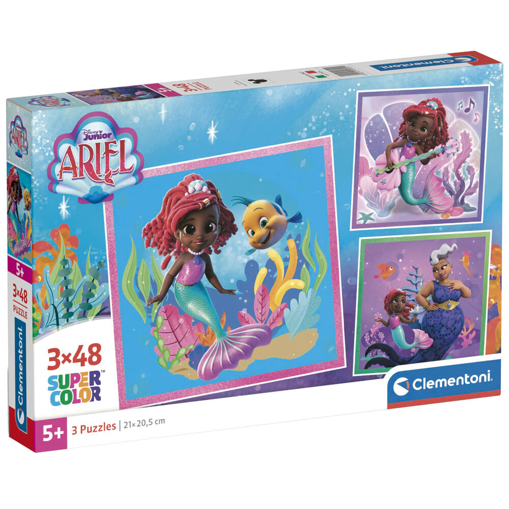 Caja de 3 puzzles de Ariel Disney Junior de 48 piezas
