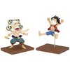Set de figuras de Luffy y Enel de One Piece sobre bases