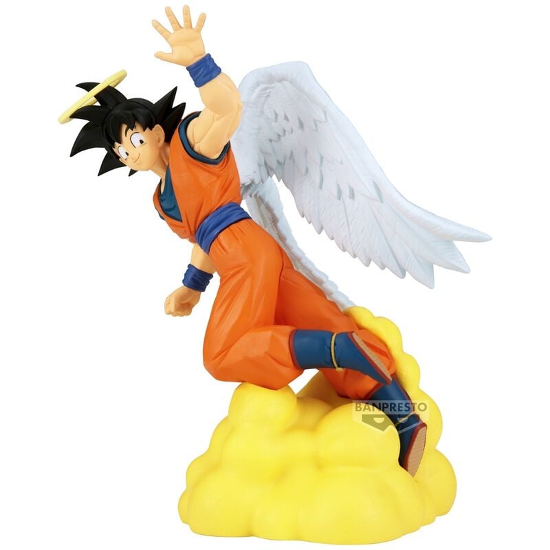 Figura de Son Goku con alas sobre una nube amarilla