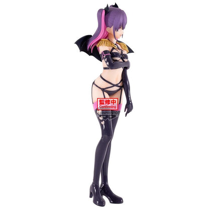 Figura de Miriella Banpresto con cabello morado, alas negras y atuendo negro y rosa - 3