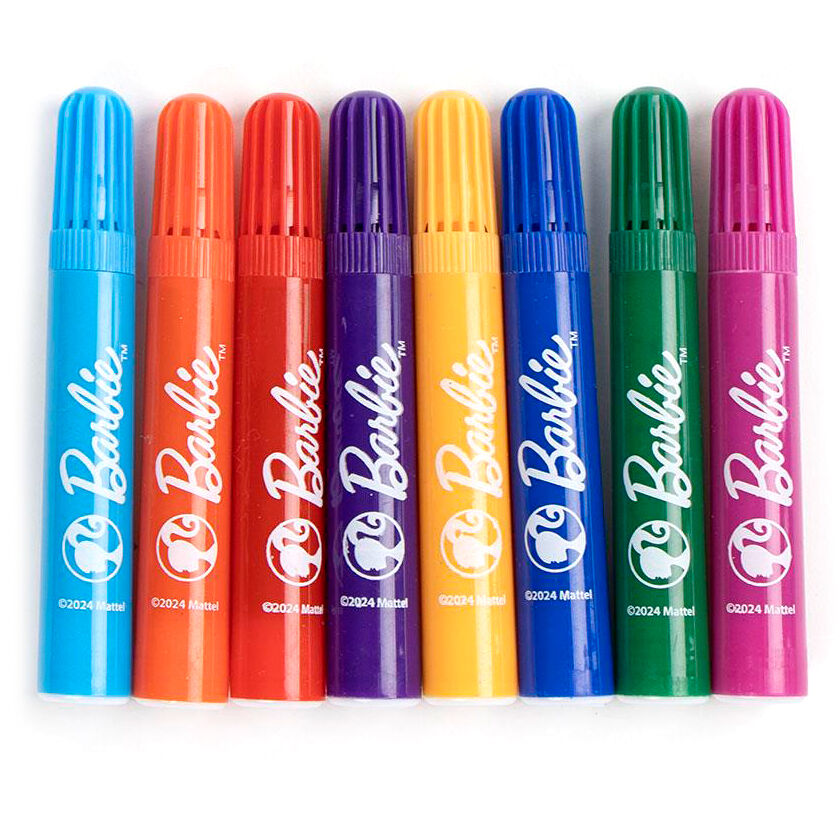 Set de papelería coloreable Barbie con cuaderno, rotuladores, ceras y pegatinas - 3