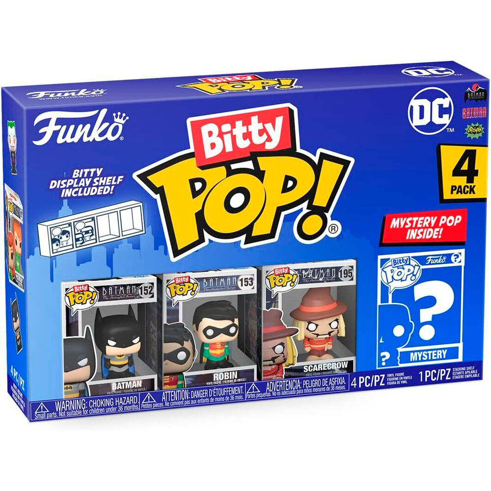 Blíster FUNKO Bitty POP! DC Comics con 4 figuras surtidas y expositor - 6