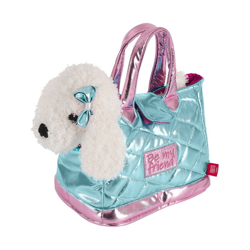 Bolso de mano azul metalizado PERLETTI con peluche de perro Didi