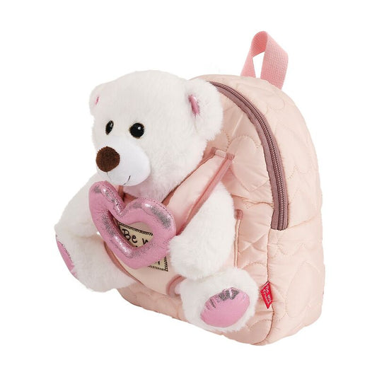 Mochila rosa Perletti con peluche oso Teddy